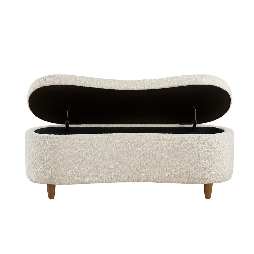 Banc d'appoint incurvé avec rangement INK IVY Bailey en style bouclé
