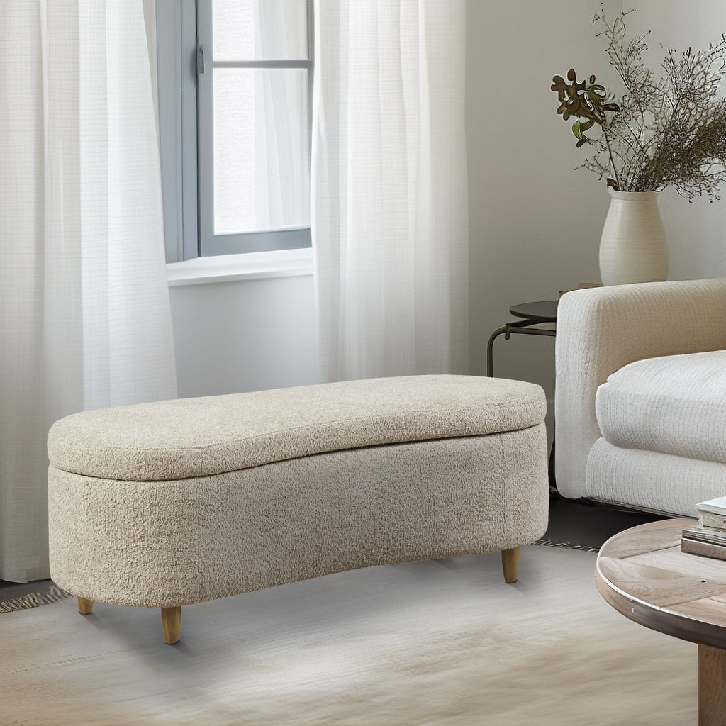 Banc d'appoint incurvé avec rangement INK IVY Bailey en style bouclé