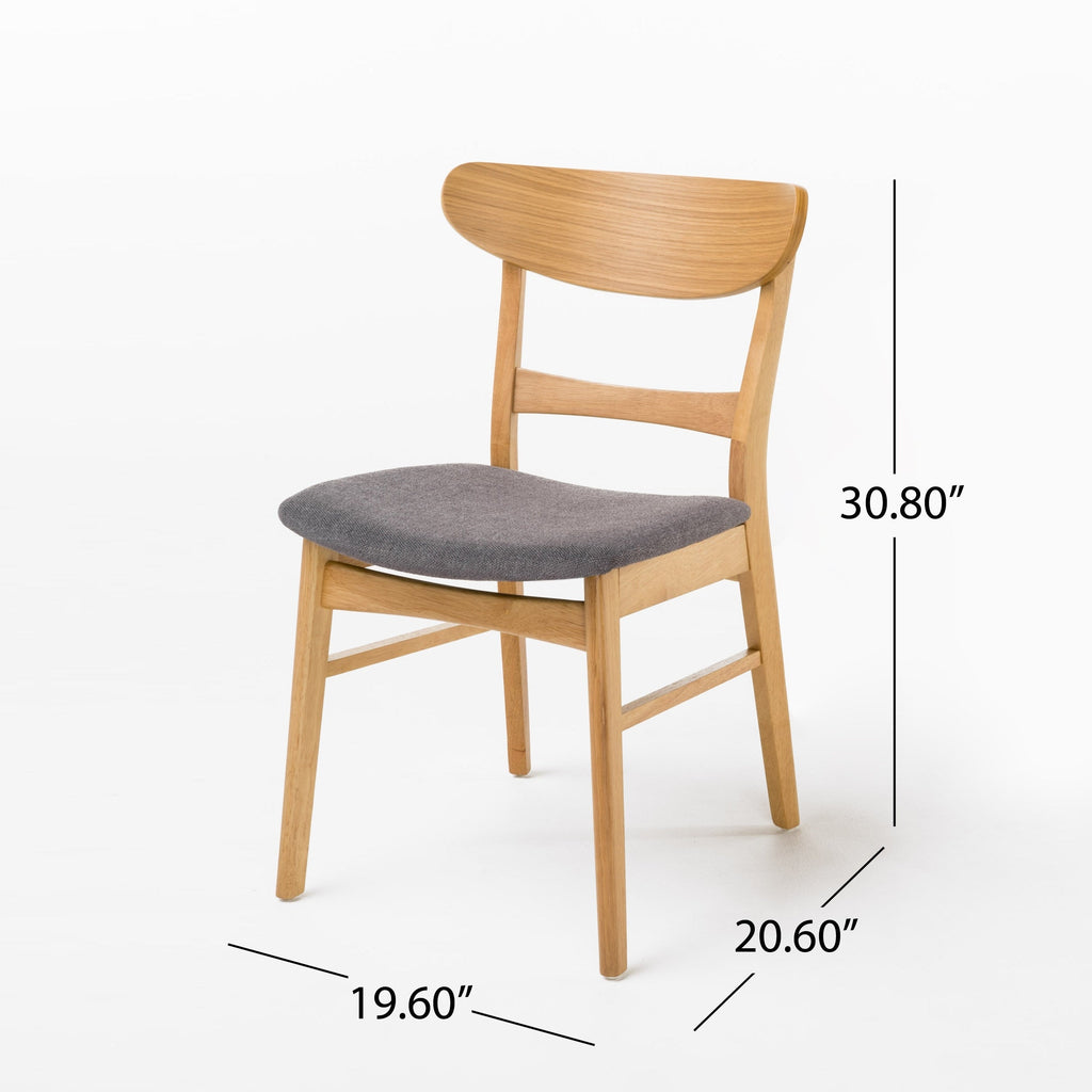 Chaise de salle à manger Abrielle en bois d'hévéa rembourrée, style moderne du milieu du siècle (lot de 2) par Christopher Knight Home