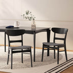 Chaise de salle à manger Abrielle en bois d'hévéa rembourrée, style moderne du milieu du siècle (lot de 2) par Christopher Knight Home