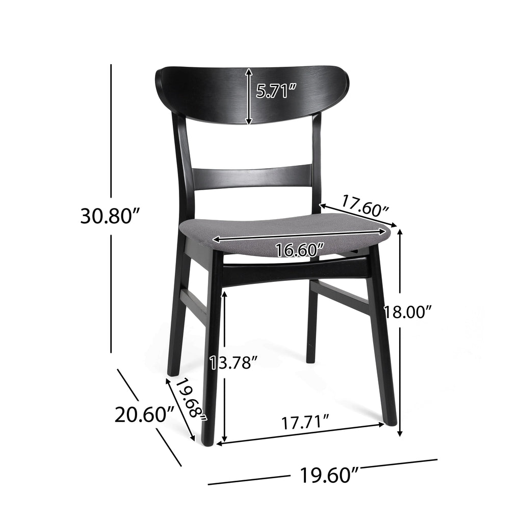 Chaise de salle à manger Abrielle en bois d'hévéa rembourrée, style moderne du milieu du siècle (lot de 2) par Christopher Knight Home