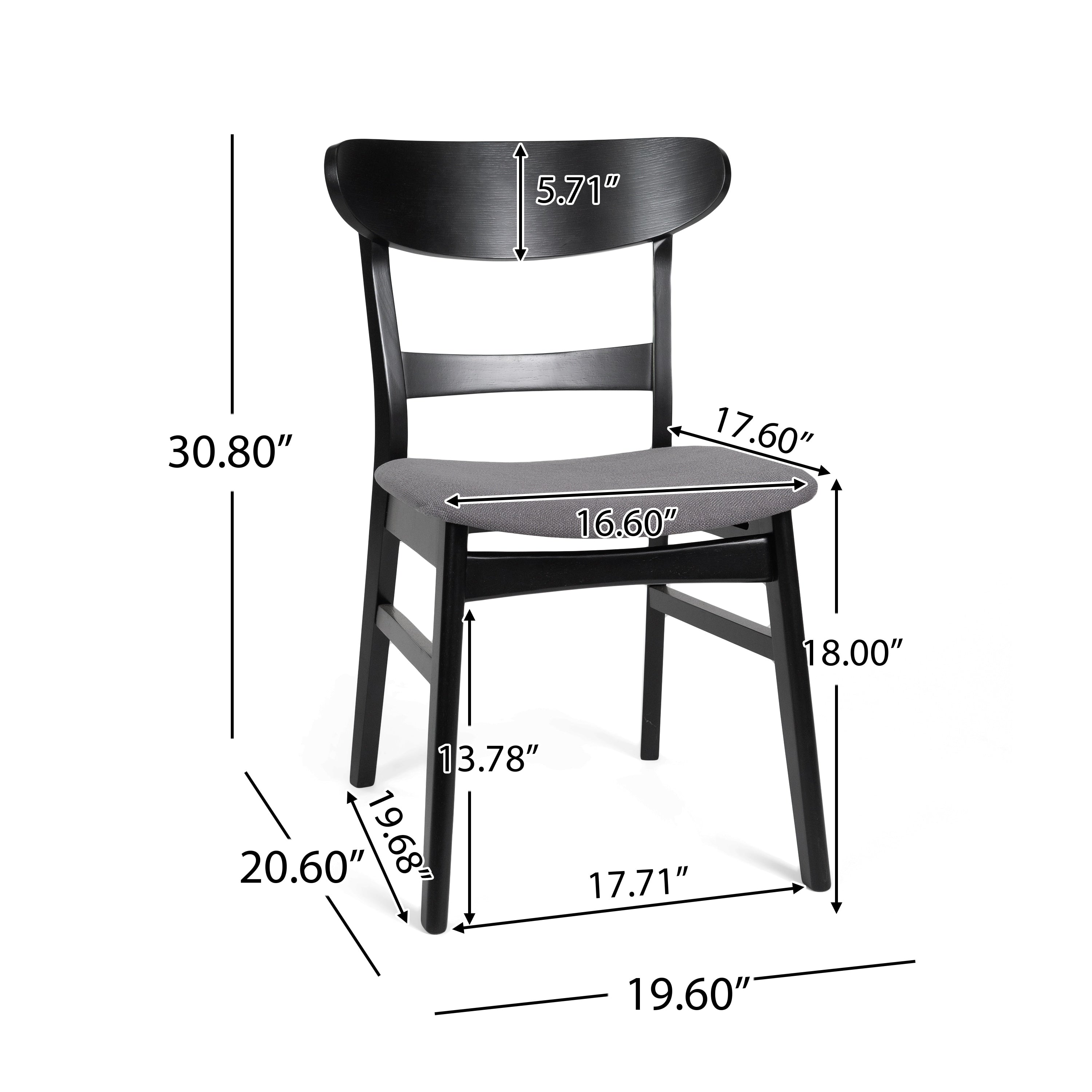 Chaise de salle à manger Abrielle en bois d'hévéa rembourrée, style moderne du milieu du siècle (lot de 2) par Christopher Knight Home