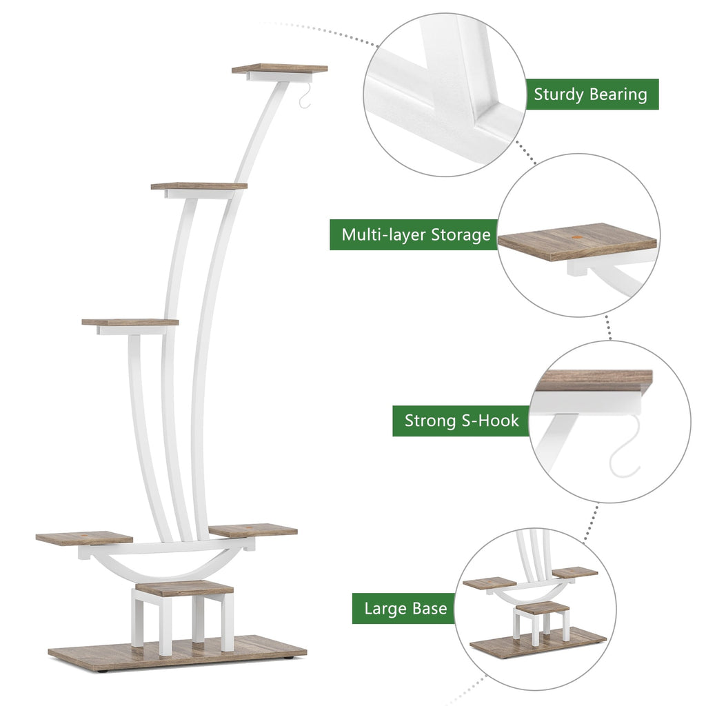 Support pour plantes d'intérieur, étagère à fleurs à 6 niveaux pour jardin intérieur - Lot de 2