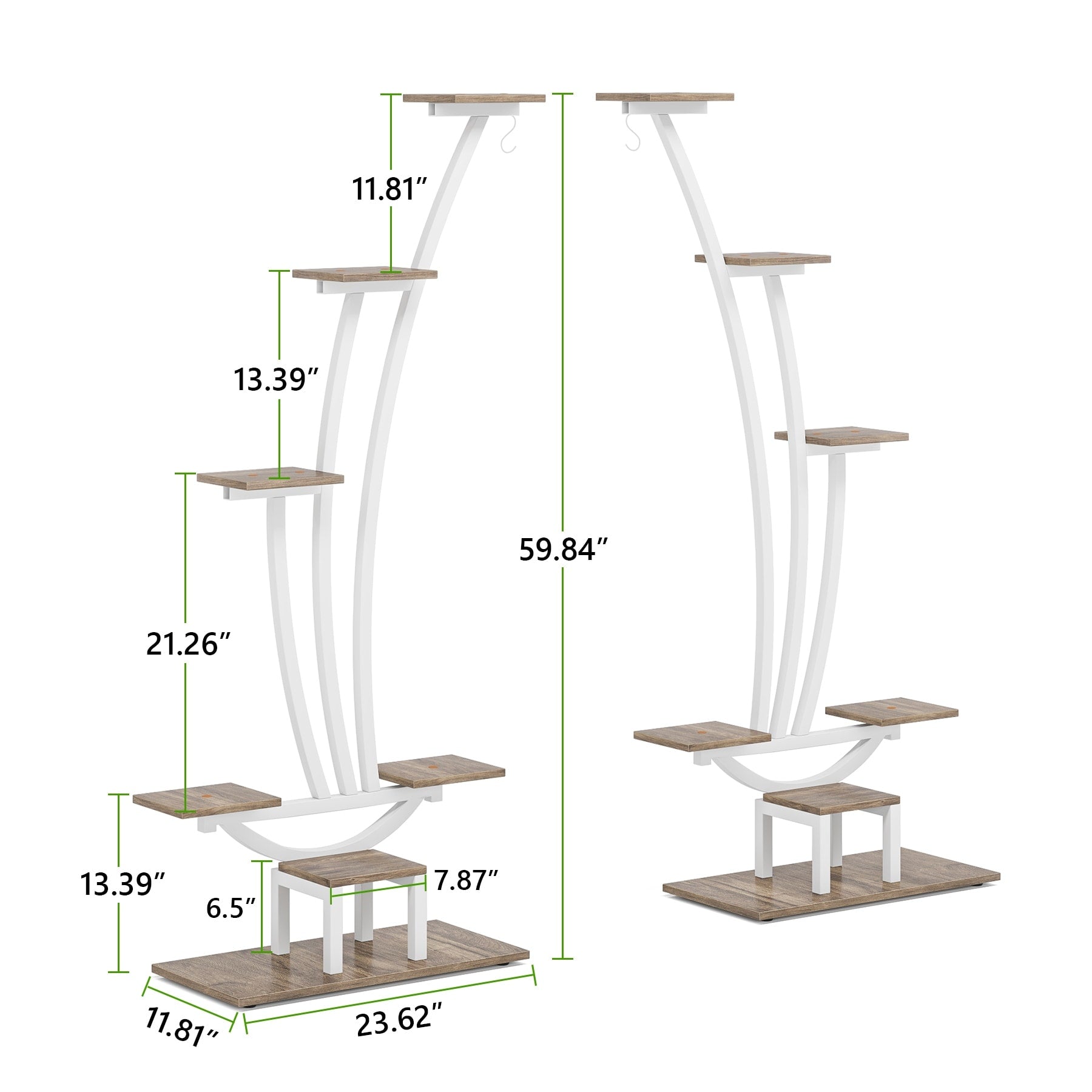 Support pour plantes d'intérieur, étagère à fleurs à 6 niveaux pour jardin intérieur - Lot de 2