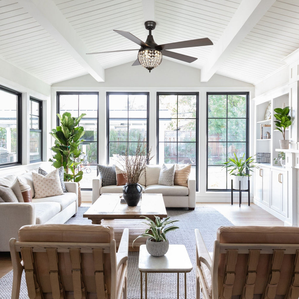 Ventilateur de plafond industriel à 5 pales en bois noir avec télécommande