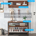 Ensemble porte-manteau et banc à chaussures pour entrée, porte-manteau et rangement à chaussures style industriel