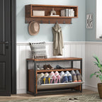 Ensemble porte-manteau et banc à chaussures pour entrée, porte-manteau et rangement à chaussures style industriel