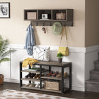 Ensemble porte-manteau et banc à chaussures pour entrée, porte-manteau et rangement à chaussures style industriel