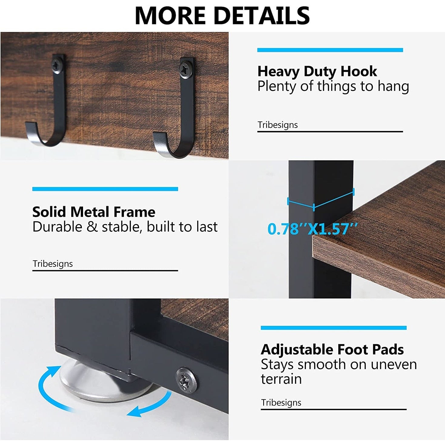 Ensemble porte-manteau et banc à chaussures pour entrée, porte-manteau et rangement à chaussures style industriel