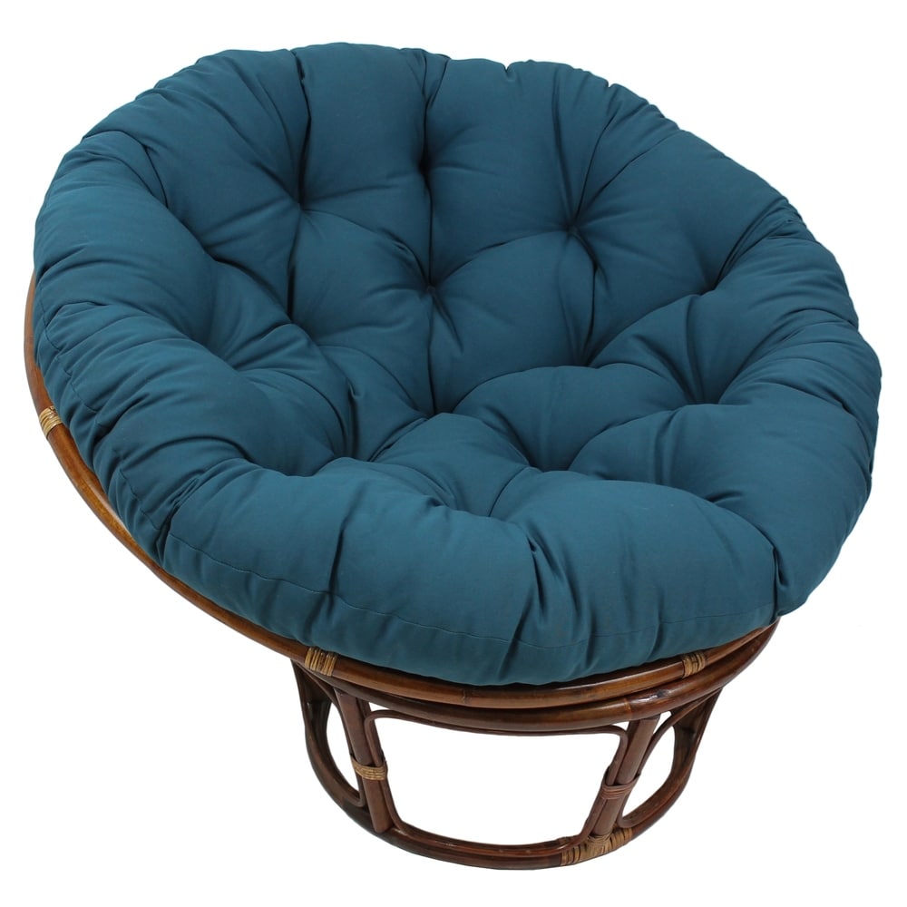 Fauteuil Papasan en rotin Bali de 107 cm avec coussin en toile twill