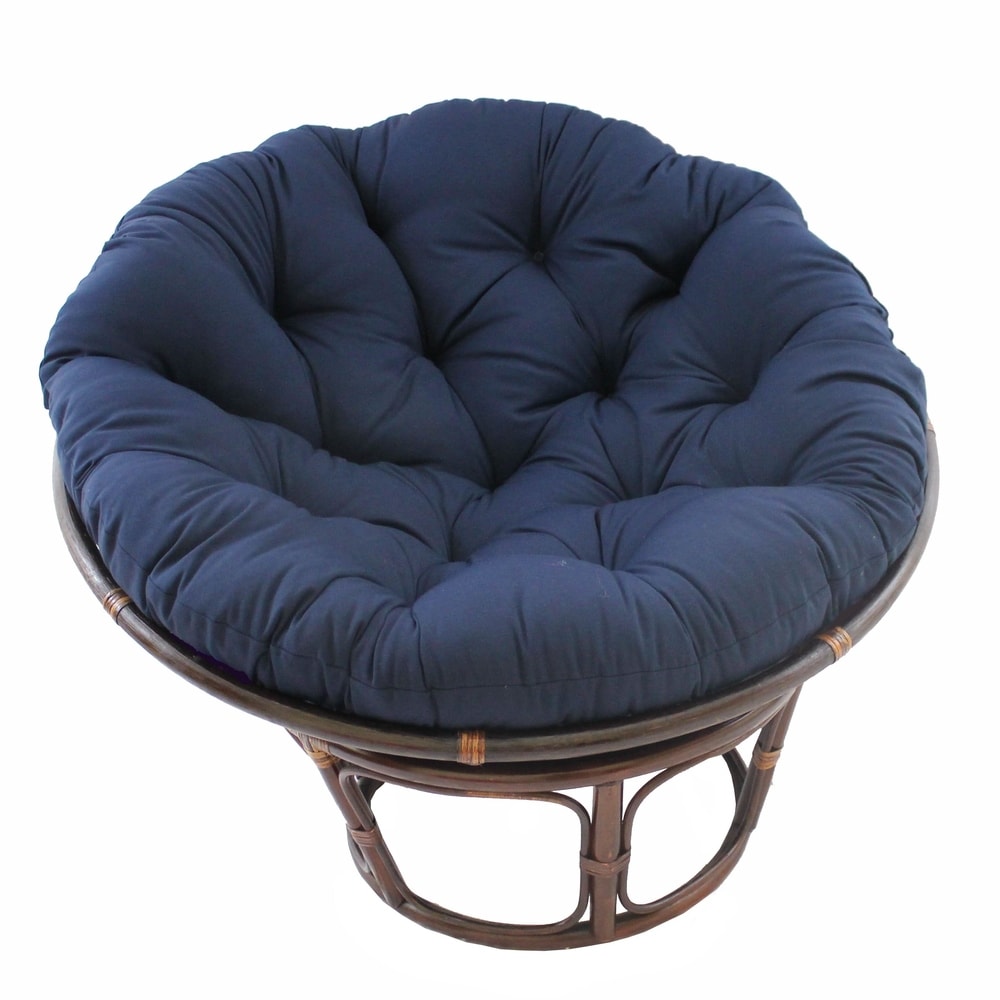 Fauteuil Papasan en rotin Bali de 107 cm avec coussin en toile twill