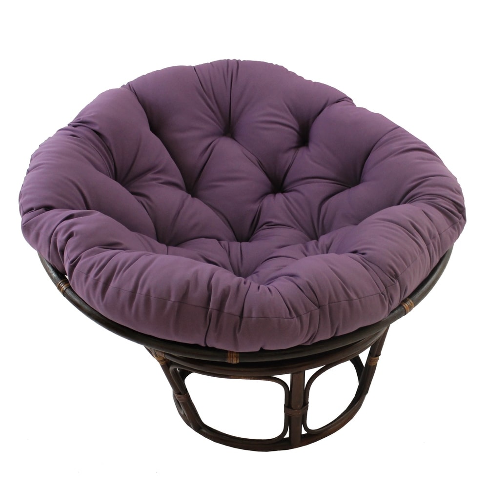 Fauteuil Papasan en rotin Bali de 107 cm avec coussin en toile twill