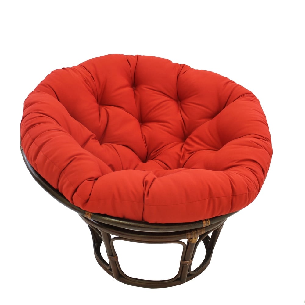 Fauteuil Papasan en rotin Bali de 107 cm avec coussin en toile twill