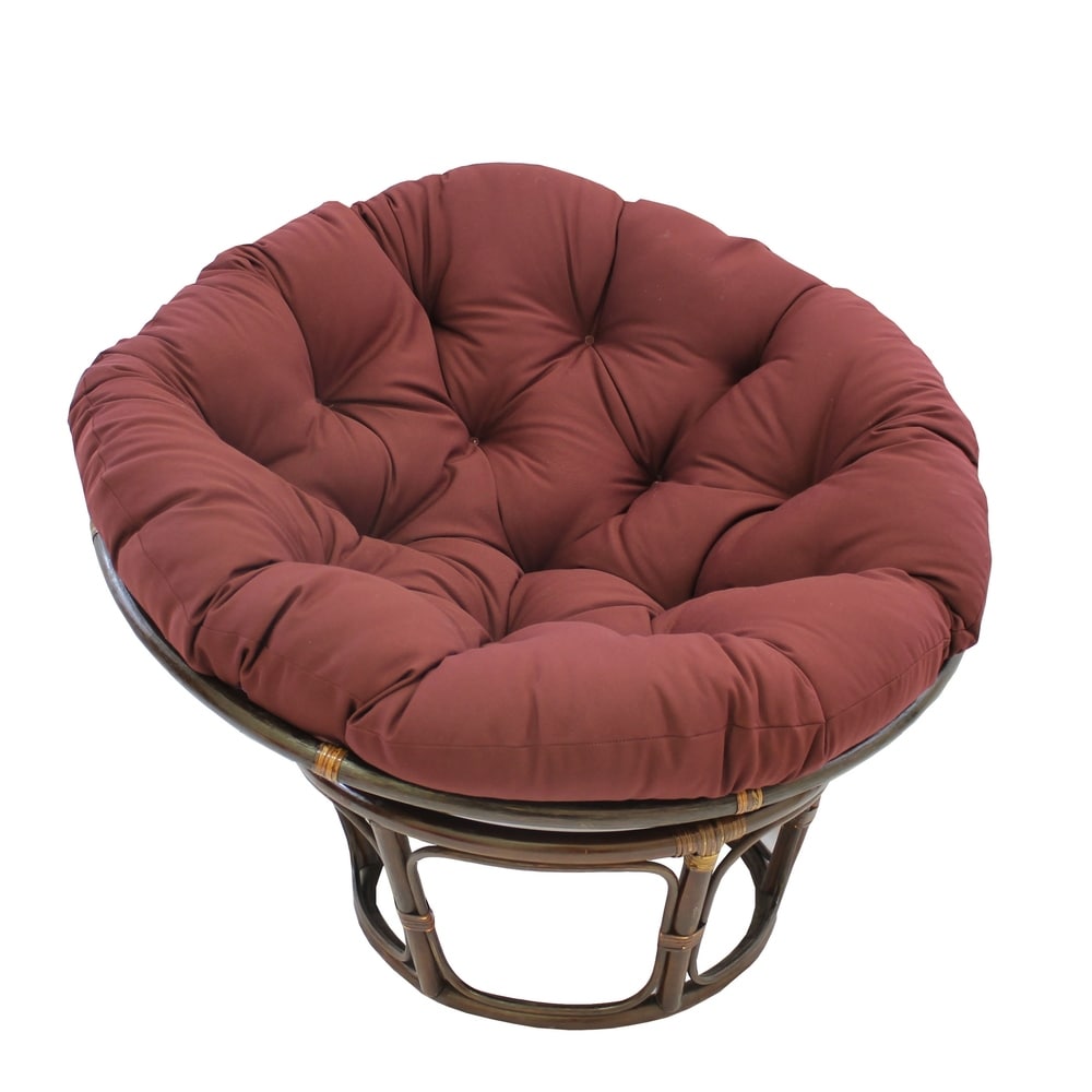 Fauteuil Papasan en rotin Bali de 107 cm avec coussin en toile twill