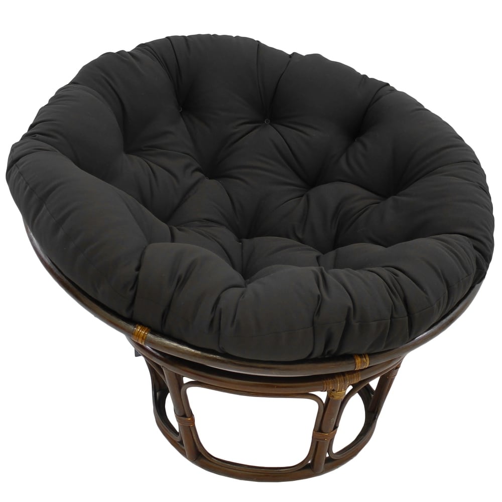 Fauteuil Papasan en rotin Bali de 107 cm avec coussin en toile twill