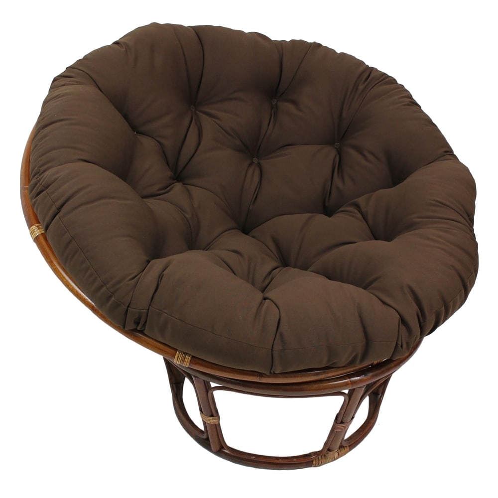 Fauteuil Papasan en rotin Bali de 107 cm avec coussin en toile twill