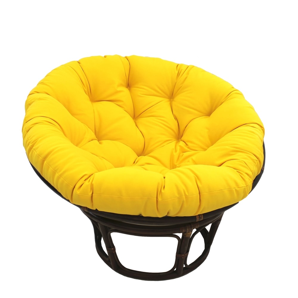 Fauteuil Papasan en rotin Bali de 107 cm avec coussin en toile twill