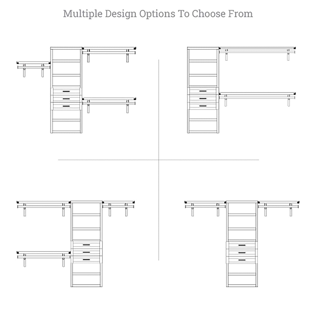 Système de placard à armoire en bois massif John Louis Home avec 3 tiroirs, blanc.