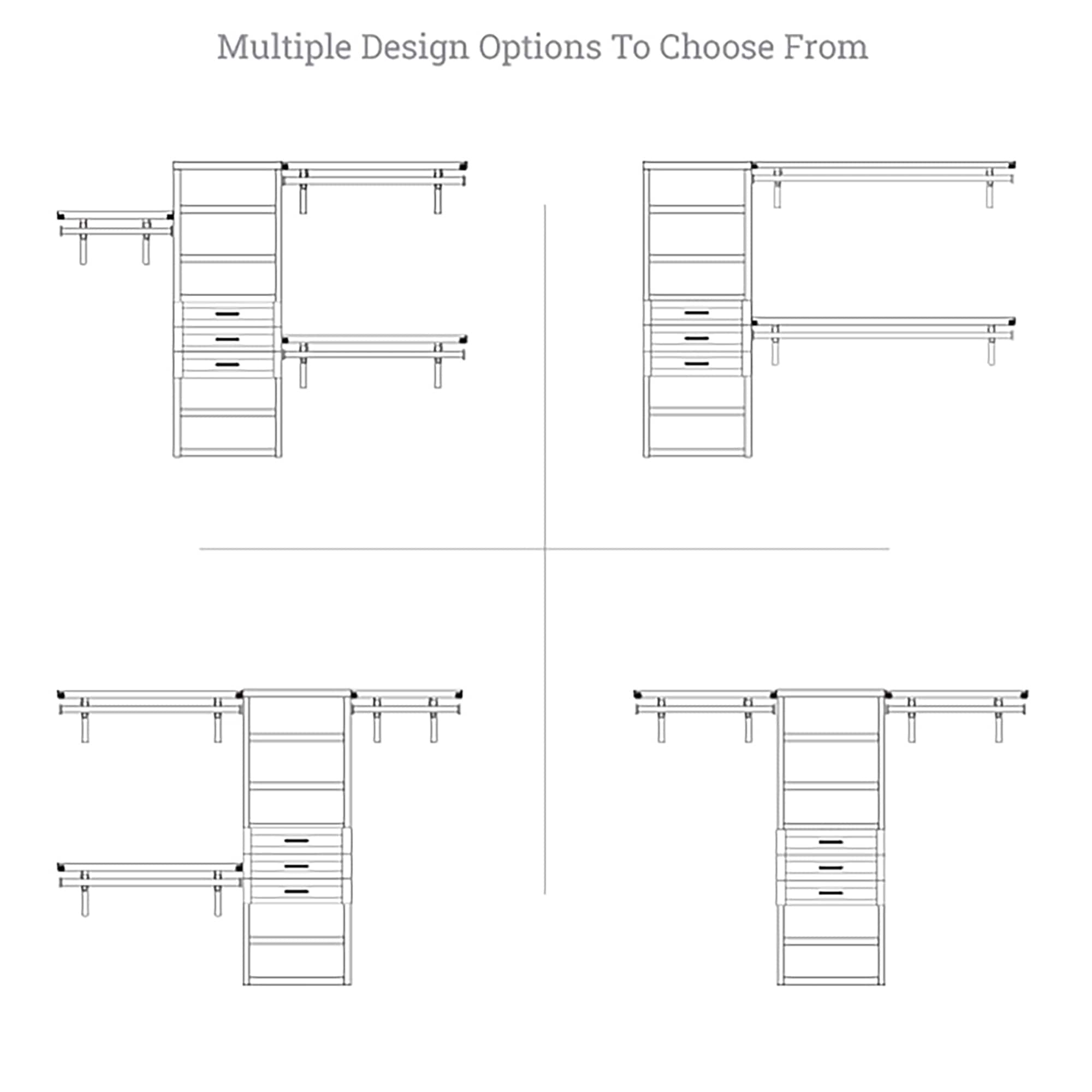 Système de placard à armoire en bois massif John Louis Home avec 3 tiroirs, blanc.