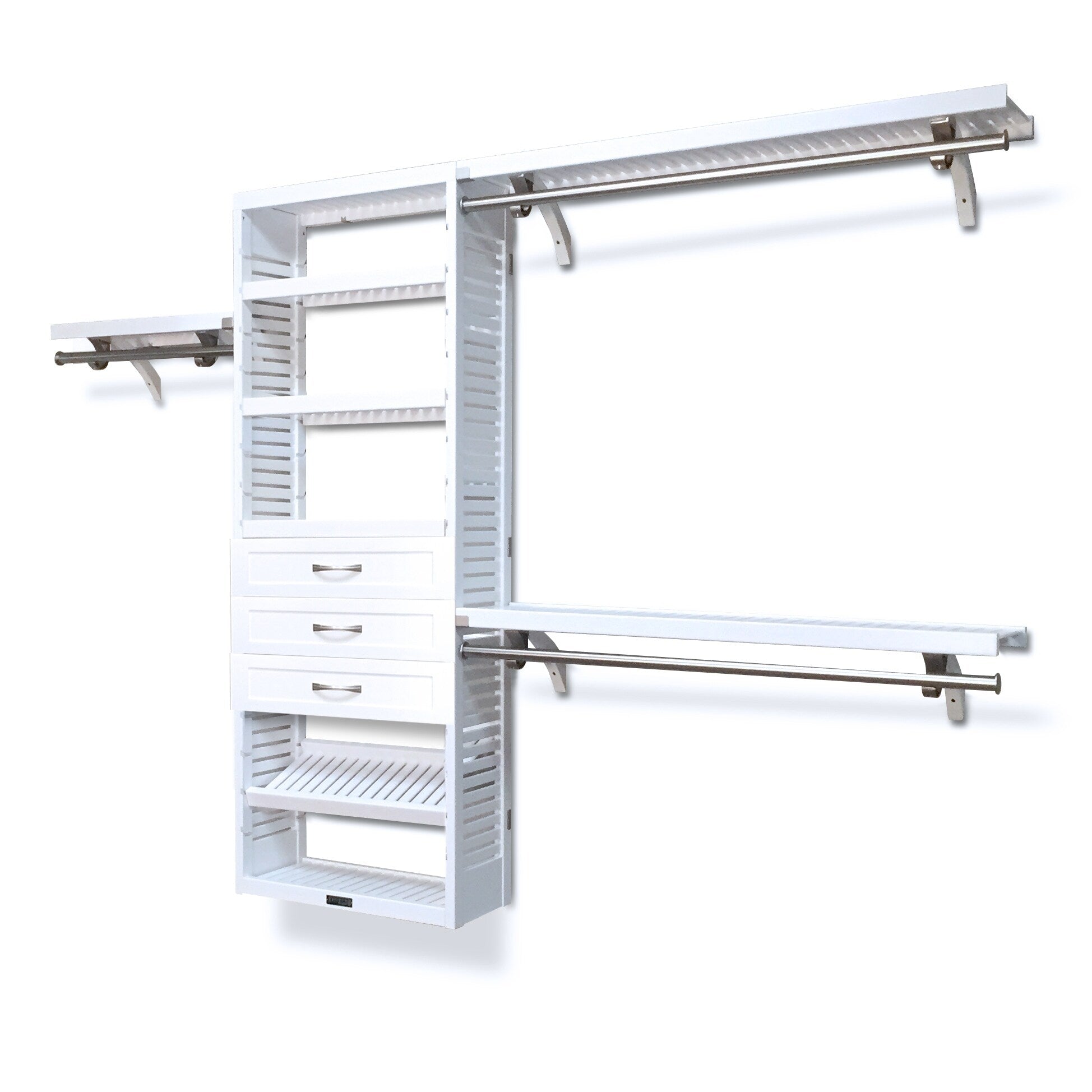 Système de placard à armoire en bois massif John Louis Home avec 3 tiroirs, blanc.