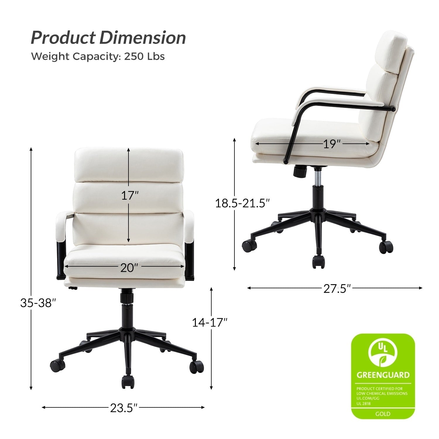 Chaise de bureau moderne Joseph en simili cuir avec verrouillage d'inclinaison et basculement central de HULALA HOME