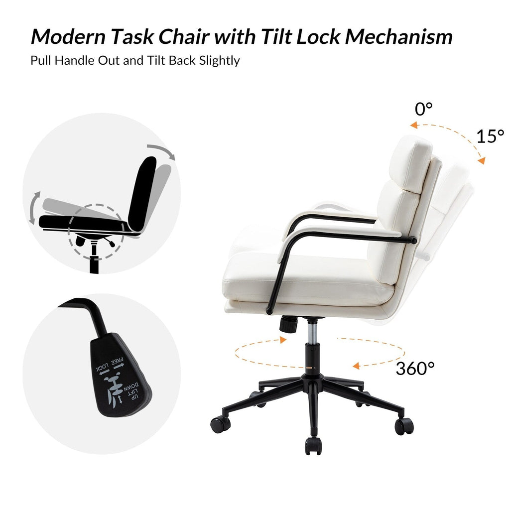 Chaise de bureau moderne Joseph en simili cuir avec verrouillage d'inclinaison et basculement central de HULALA HOME