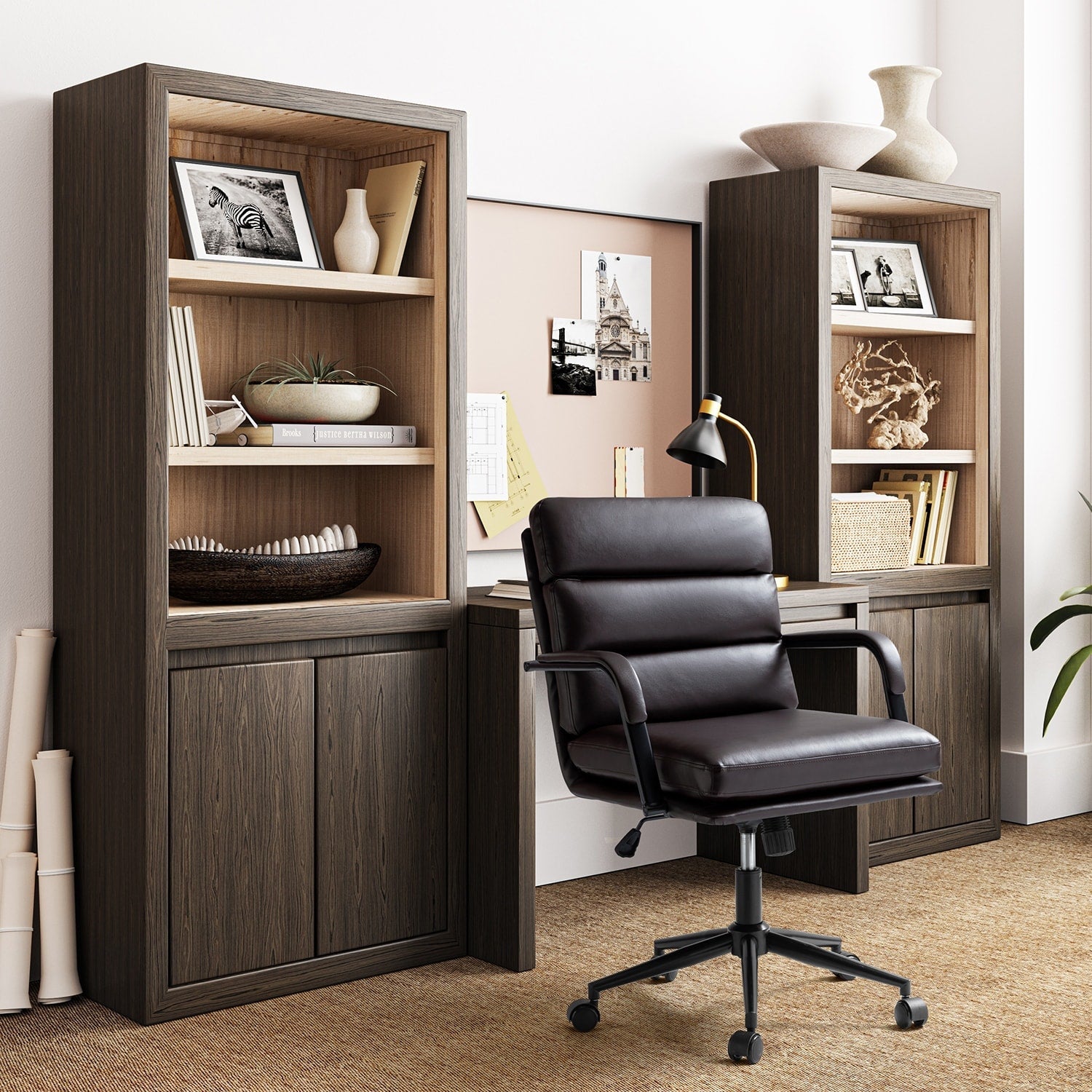 Chaise de bureau moderne Joseph en simili cuir avec verrouillage d'inclinaison et basculement central de HULALA HOME