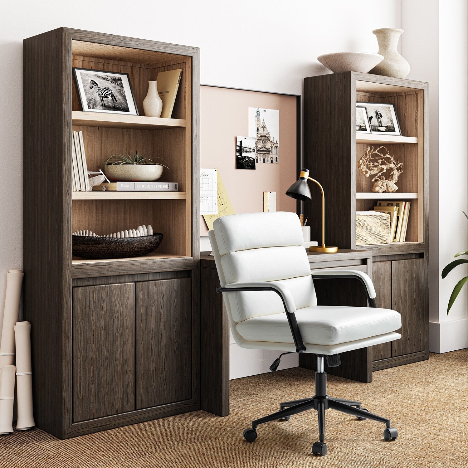 Chaise de bureau moderne Joseph en simili cuir avec verrouillage d'inclinaison et basculement central de HULALA HOME