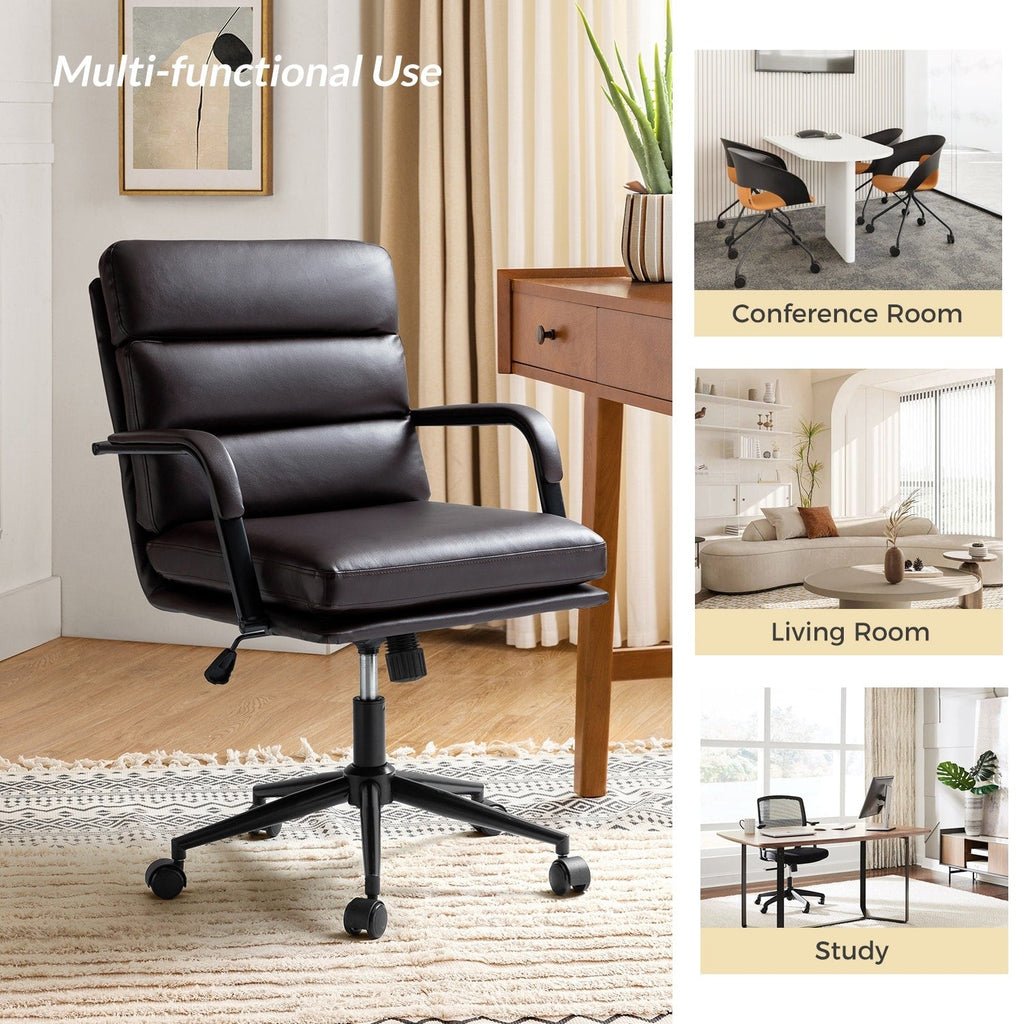 Chaise de bureau moderne Joseph en simili cuir avec verrouillage d'inclinaison et basculement central de HULALA HOME