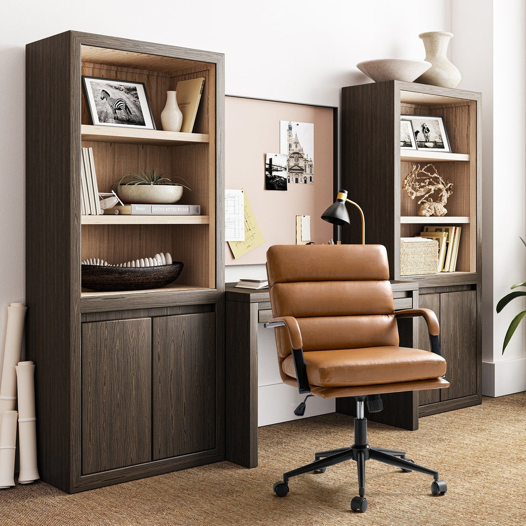 Chaise de bureau moderne Joseph en simili cuir avec verrouillage d'inclinaison et basculement central de HULALA HOME