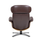 Fauteuil inclinable Jovan 31,5 en bois courbé et cuir véritable