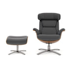 Fauteuil inclinable Jovan 31,5 en cuir véritable avec repose-pieds