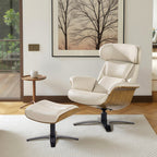 Fauteuil inclinable Jovan 31,5 en cuir véritable avec repose-pieds
