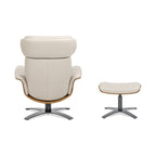 Fauteuil inclinable Jovan 31,5 en cuir véritable avec repose-pieds