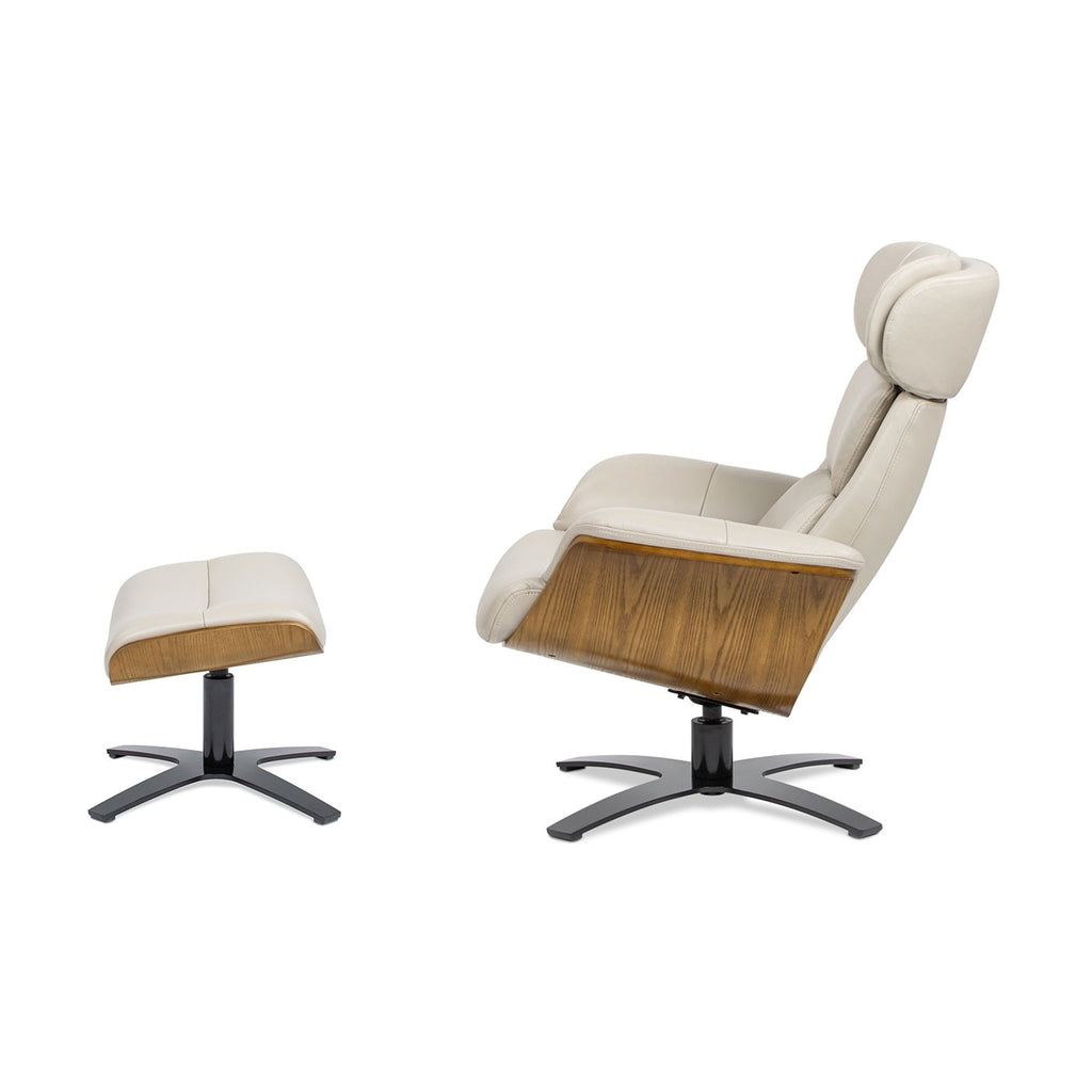 Fauteuil inclinable Jovan 31,5 en cuir véritable avec repose-pieds