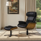 Fauteuil inclinable Jovan 31,5 en cuir véritable avec repose-pieds