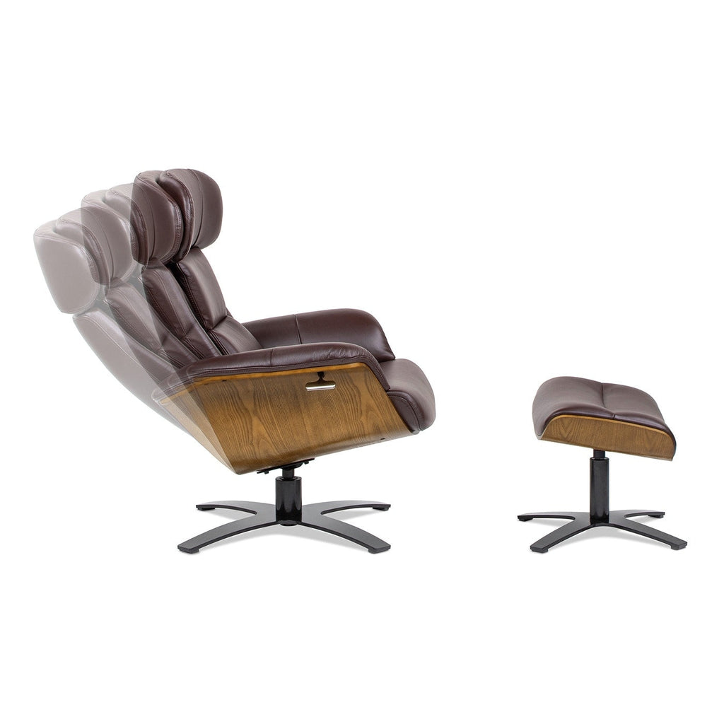 Fauteuil inclinable Jovan 31,5 en cuir véritable avec repose-pieds