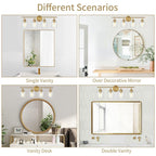 KAWOTI Lustre de salle de bain en métal à 4 lumières avec abat-jour en verre, à intensité variable