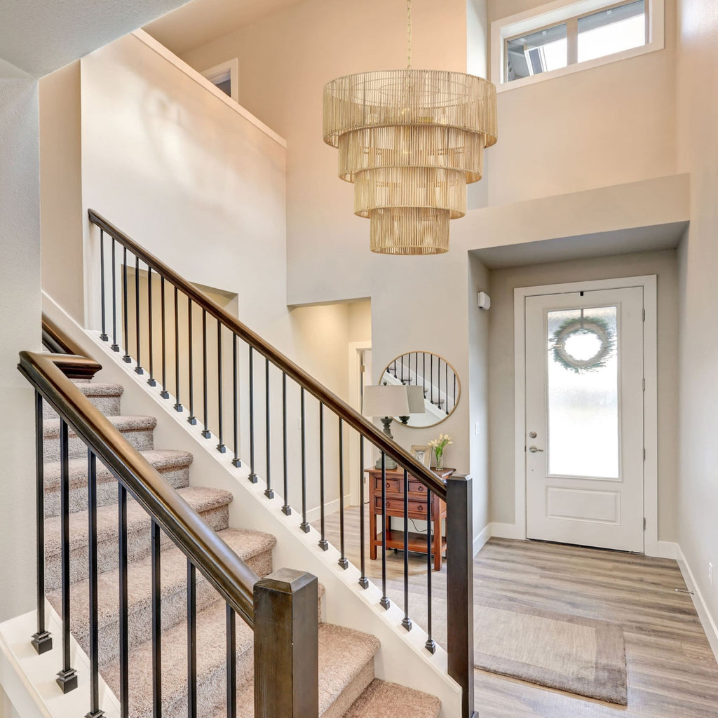 Suspension bohème KAWOTI à 5 lumières et 4 niveaux, largeur 26 pouces