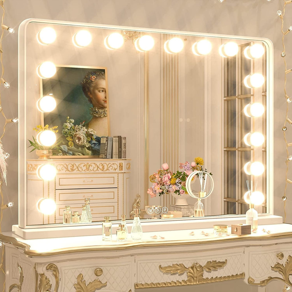 Keonjinn Miroir de maquillage LED Hollywood avec 15/18 lumières LED