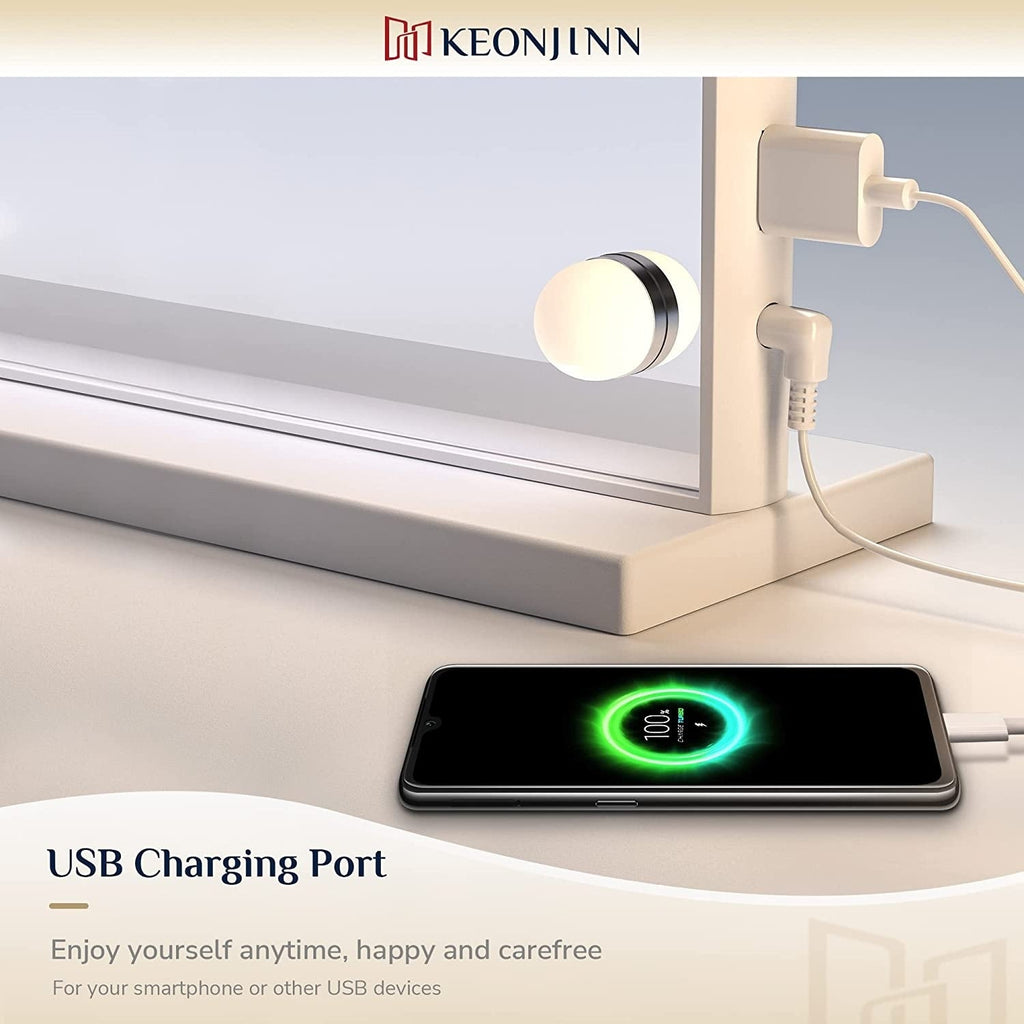 Keonjinn Miroir de maquillage LED Hollywood avec 15/18 lumières LED