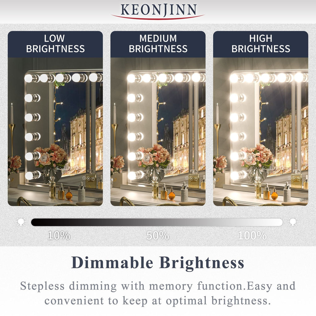 Keonjinn Miroir de maquillage LED Hollywood avec 15/18 lumières LED