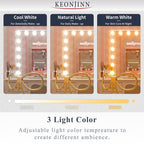 Keonjinn Miroir de maquillage LED Hollywood avec 15/18 lumières LED