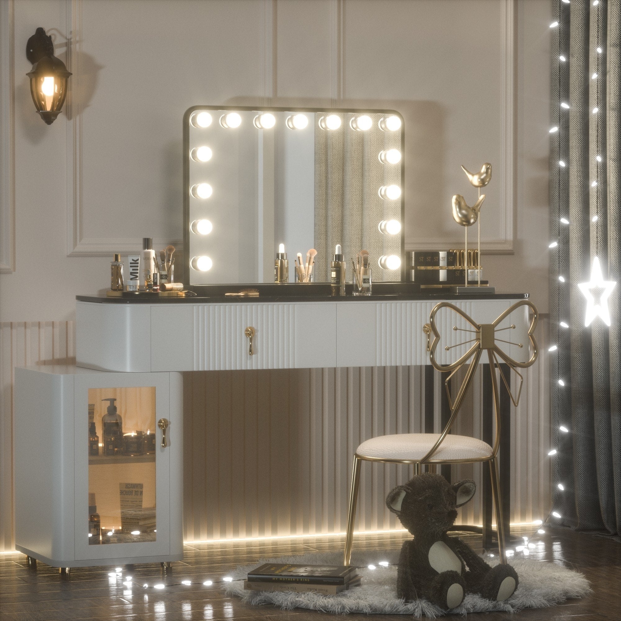 Keonjinn Miroir de maquillage LED Hollywood avec 15/18 lumières LED