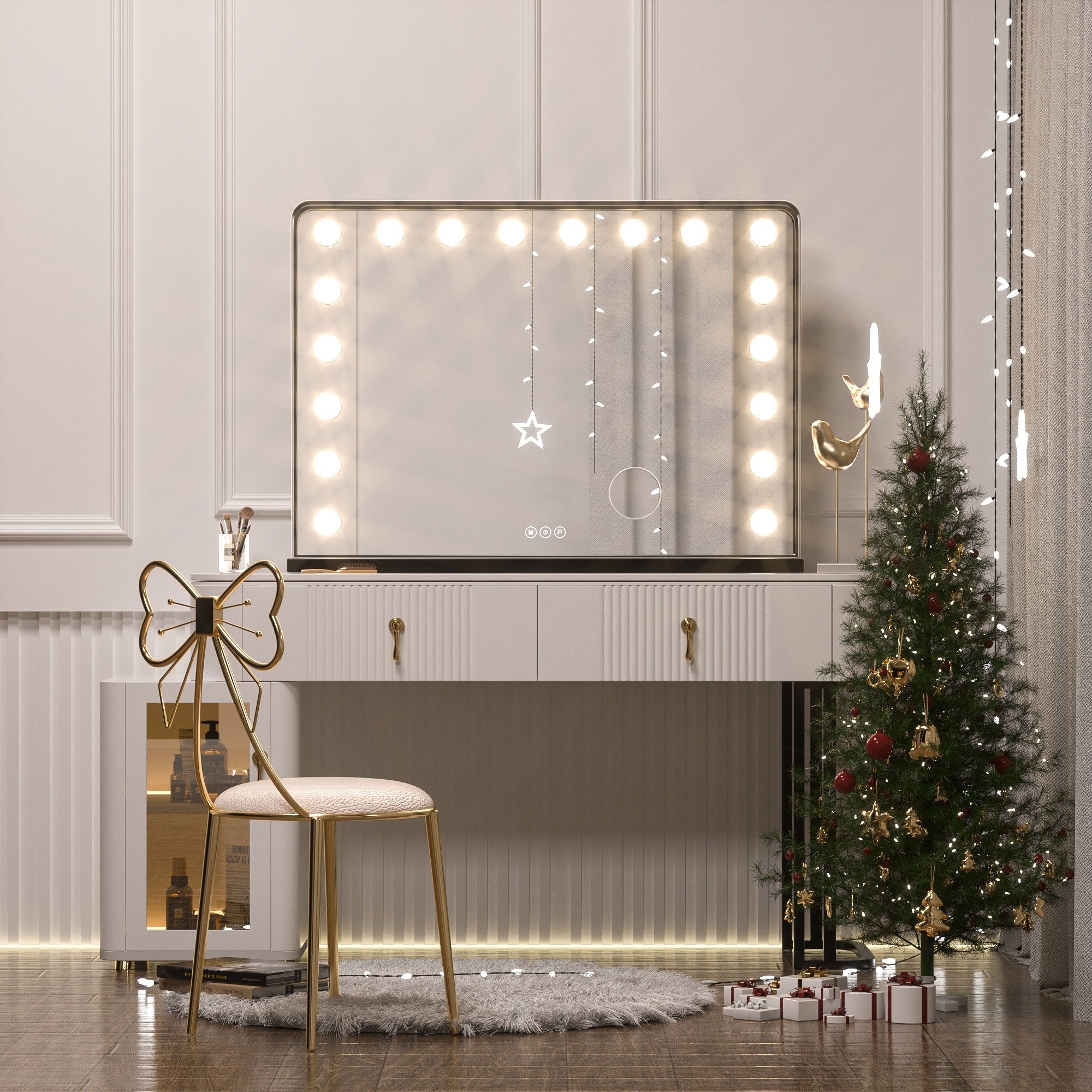 Keonjinn Miroir de maquillage LED Hollywood avec 15/18 lumières LED