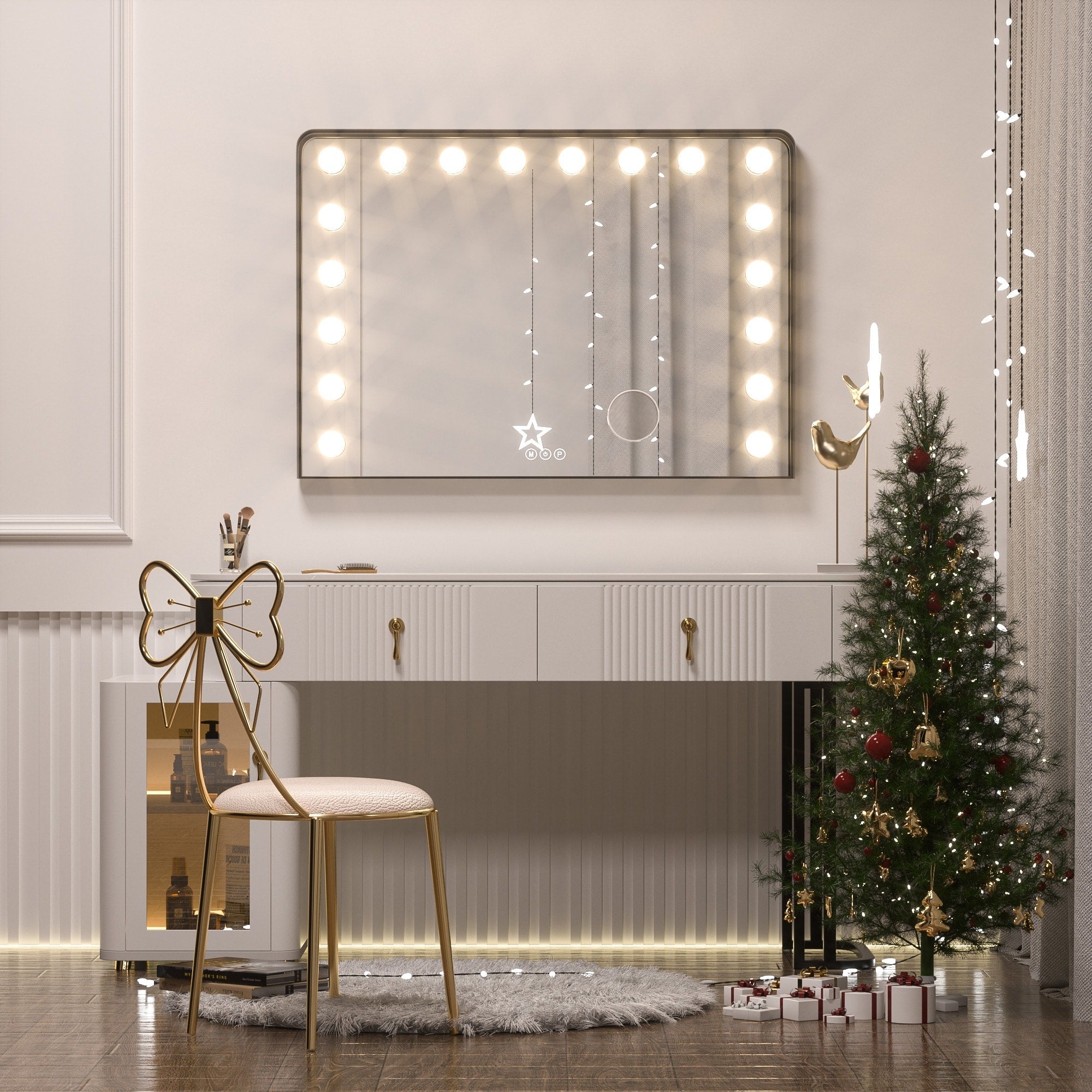 Keonjinn Miroir de maquillage LED Hollywood avec 15/18 lumières LED