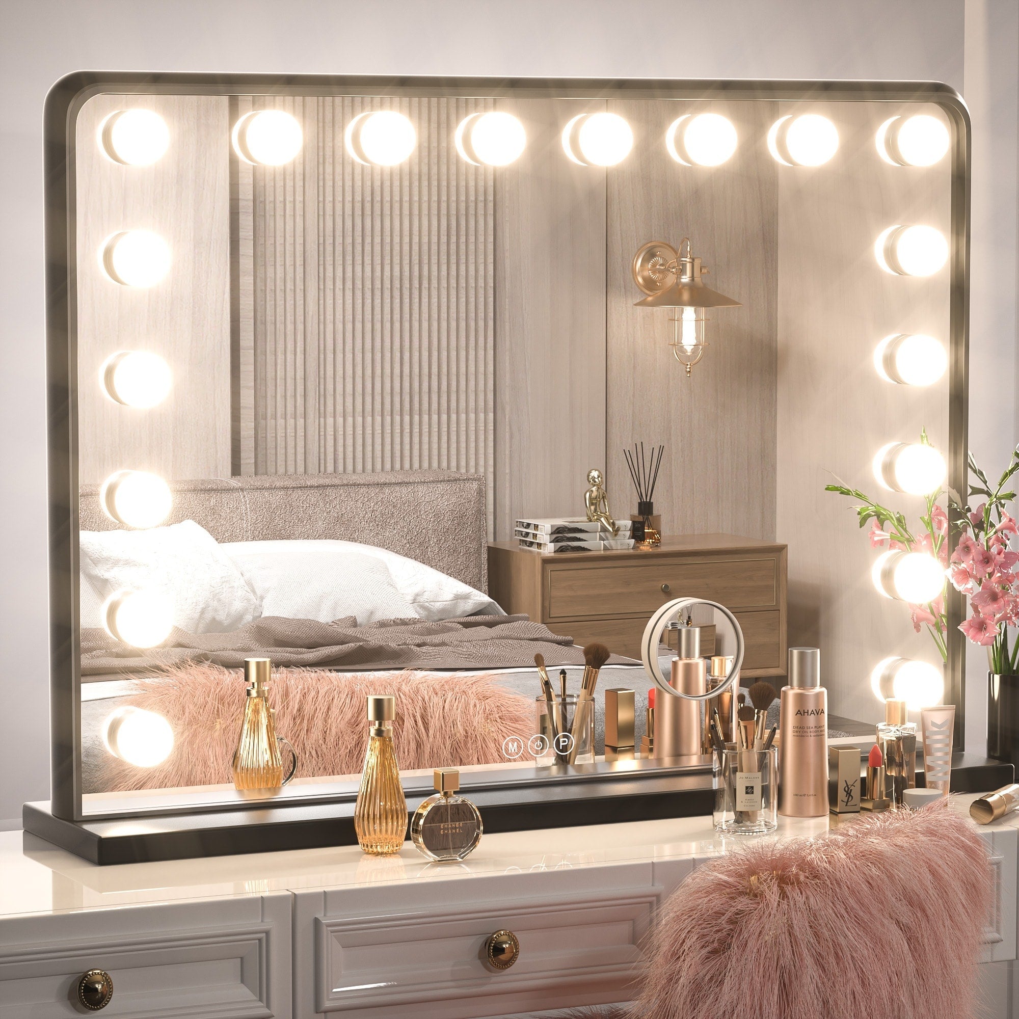 Keonjinn Miroir de maquillage LED Hollywood avec 15/18 lumières LED
