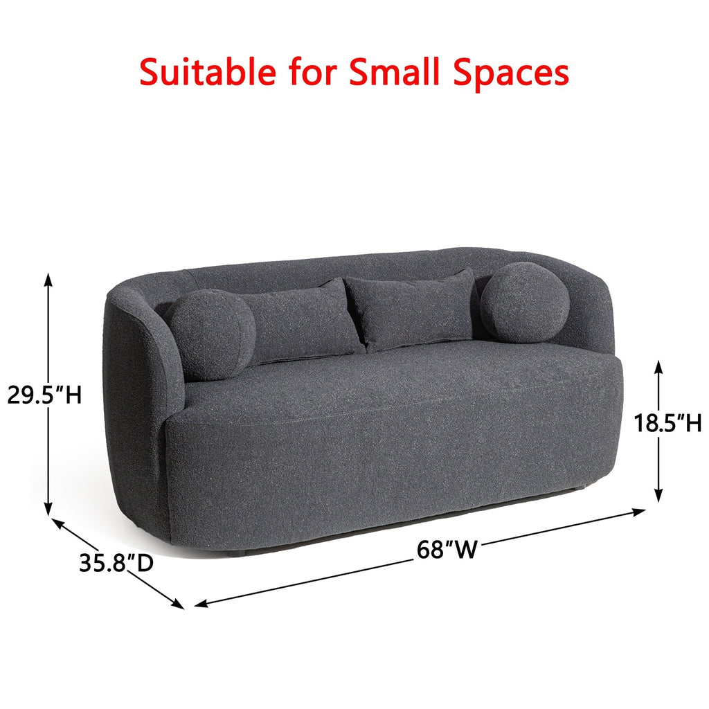 Canapé 2 places KINWELL en tissu bouclé avec coussins