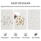 Canapé 2 places KINWELL en tissu bouclé avec coussins