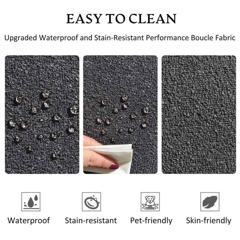 Canapé 2 places KINWELL en tissu bouclé avec coussins